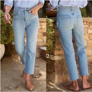 NWOT Frank & Eileen Monaghan Button Fly High Rise Raw Hem Straight Leg Jeans 24